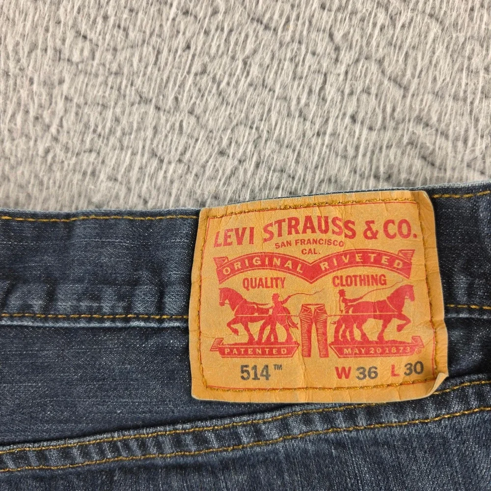 Levis 514 Shorts Men 36 Blue Dark Wash Denim Cut Off Jean Raw Hem Festival Beach
